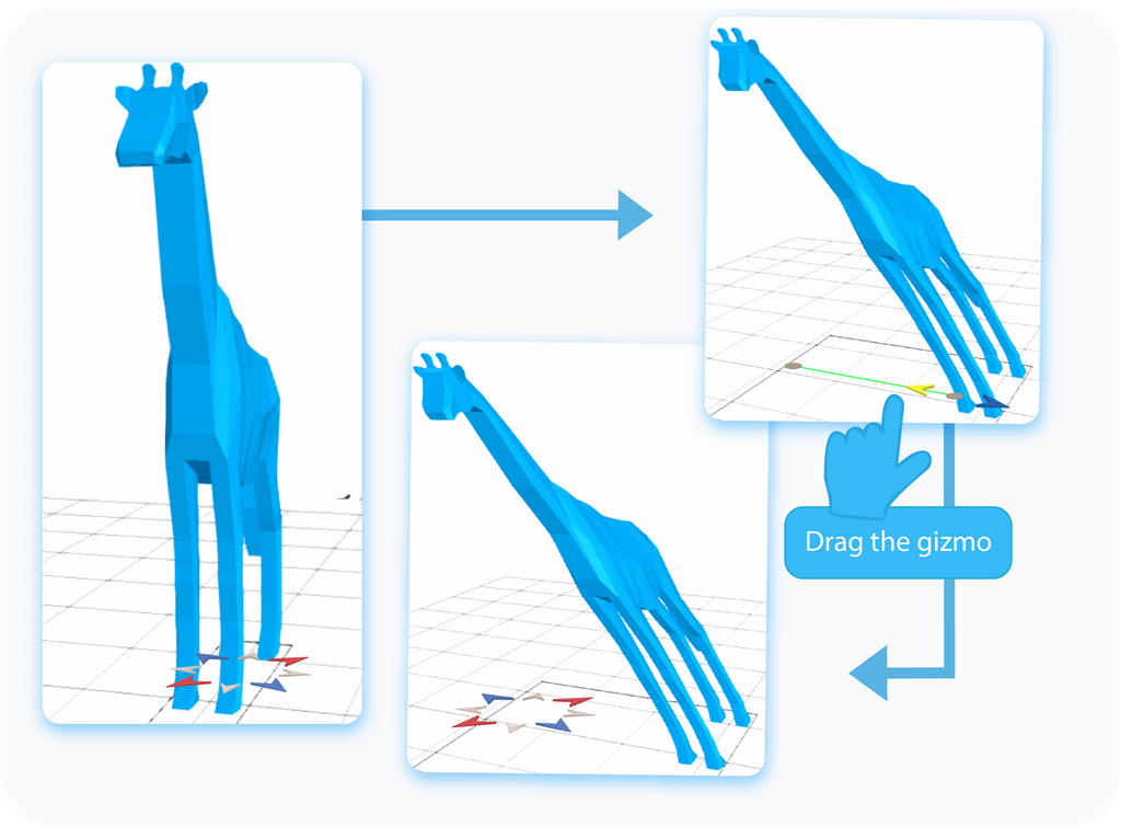 Skew the object by dragging the gizmo